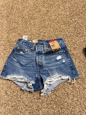 Levi's Distressed Blue Denim Cutoff Shorts